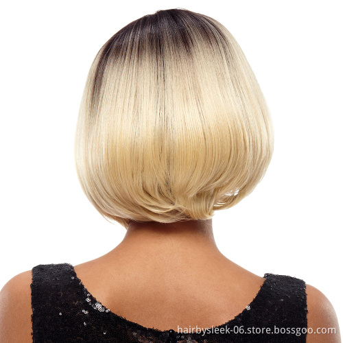 Rebecca fashion brand 10 Inches Straight Ombre Blonde Wigs Short Bob Wigs Heat Resistant Fiber Synthetic Hair Wigs For Women